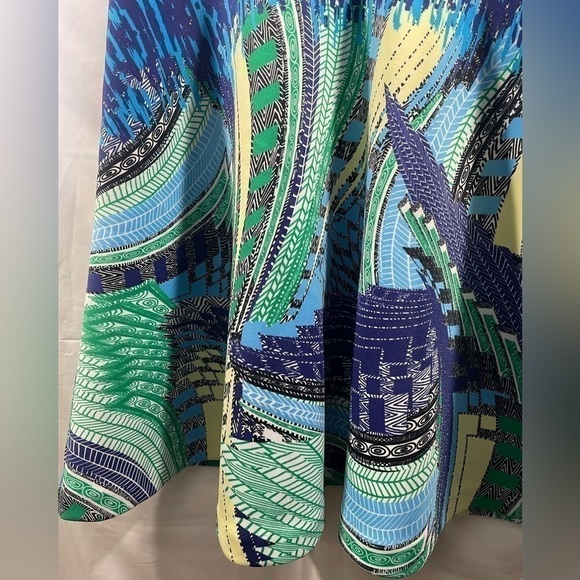 Badgley Mischka Womens Fit & Flare Dress Blue Green Yellow Size 4 - Picture 5 of 8